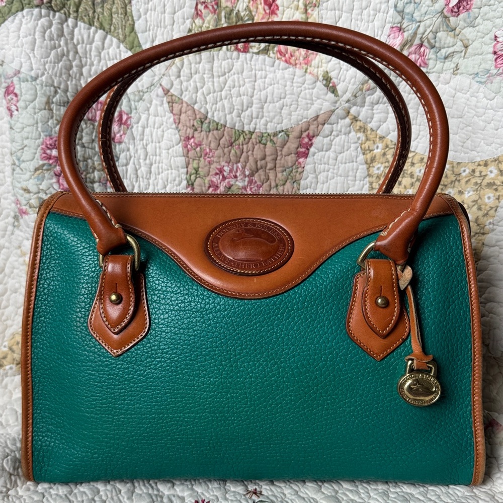 Vintage Dooney & Bourke AWL Juniper Green Satchel